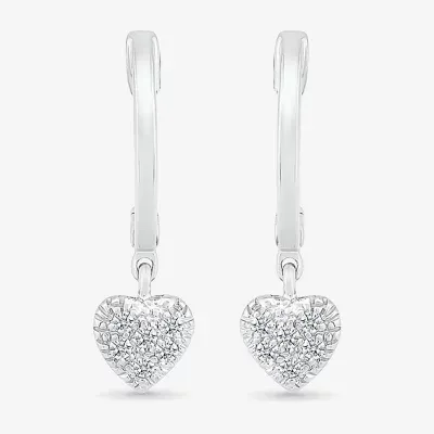 1/8 CT. T.W. Natural White Diamond Sterling Silver 21.9mm Heart Hoop Earrings
