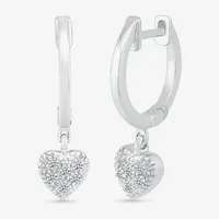 1/8 CT. T.W. Mined White Diamond Sterling Silver 21.9mm Heart Hoop Earrings