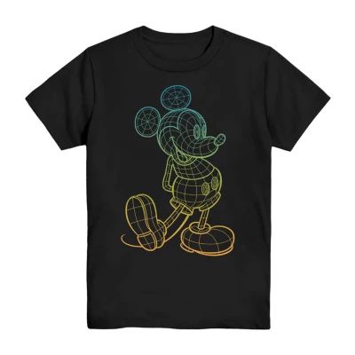 Disney Little & Big Boys Crew Neck Mickey Mouse Short Sleeve Graphic T-Shirt