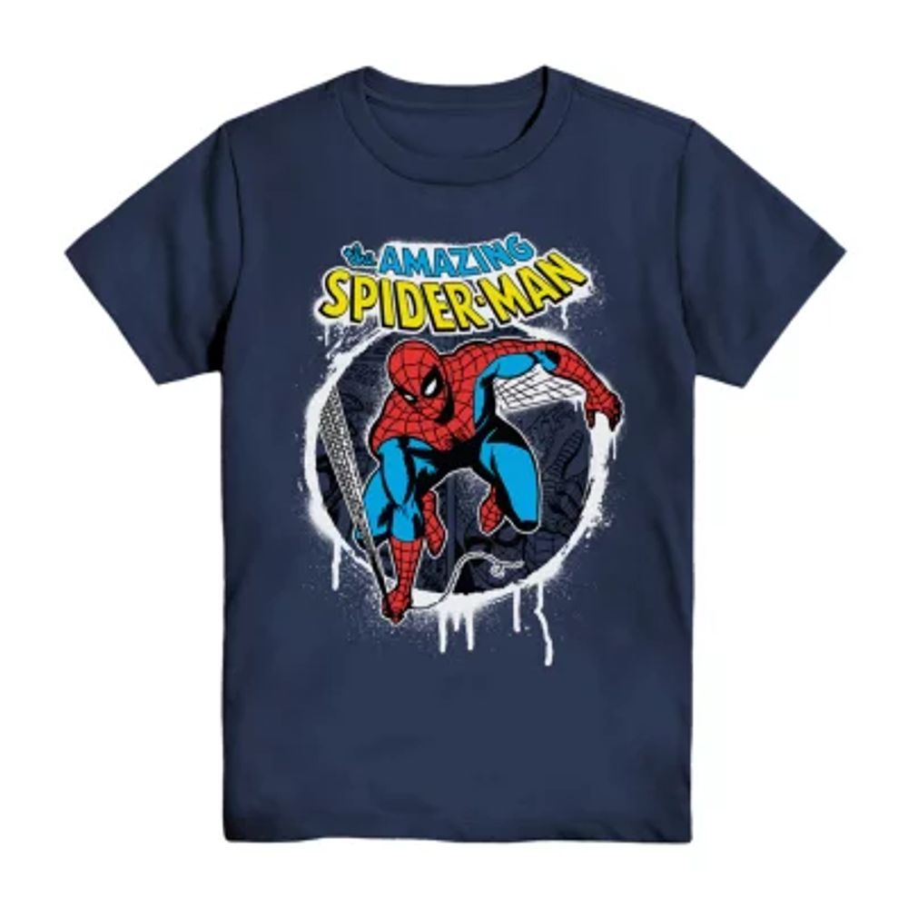 Disney Collection Little & Big Boys Crew Neck Short Sleeve Spiderman Graphic T-Shirt