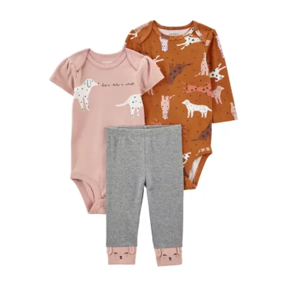 Carter's Baby Girls 3-pc. Crew Neck Long Sleeve Bodysuit Set