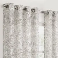 Fieldcrest Arden Soft Paisley Print Sheer Grommet Top Single Curtain Panel