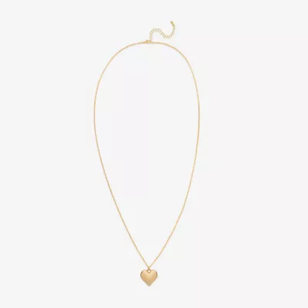 Bijoux Bar Delicates Gold Tone 32 Inch Link Heart Pendant Necklace