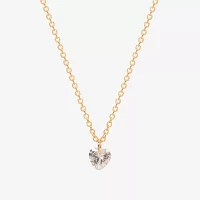 Bijoux Bar Delicates Gold Tone Cubic Zirconia 13 Inch Link Heart Pendant Necklace