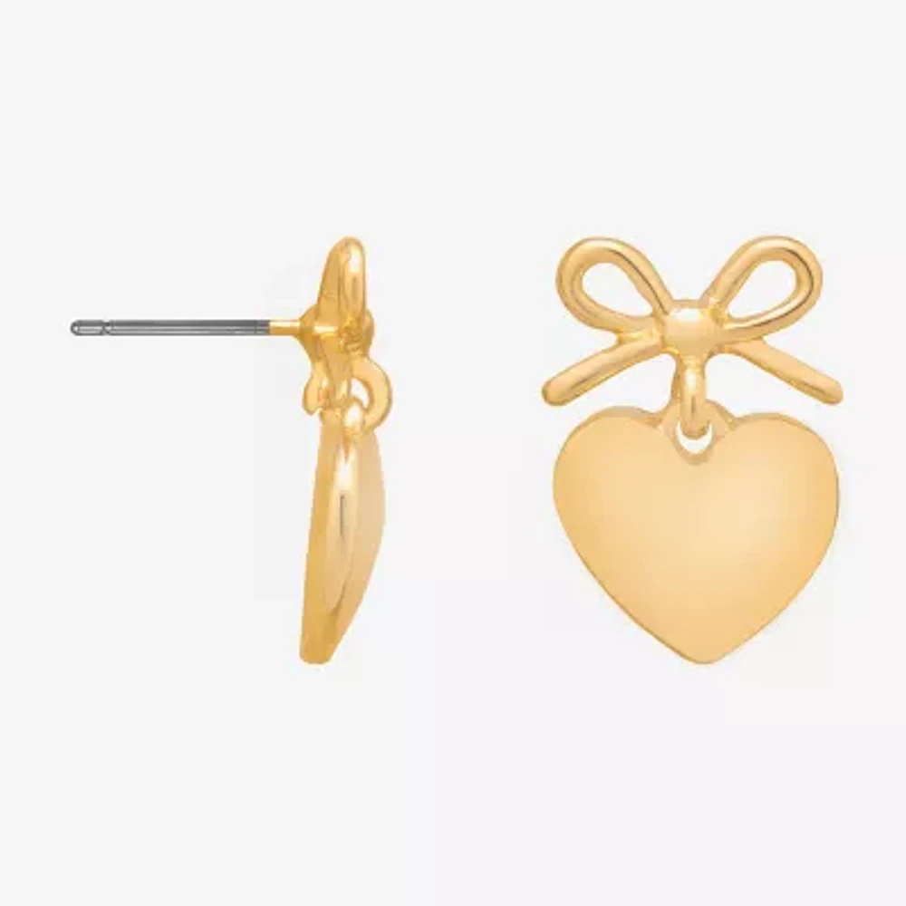 Bijoux Bar Delicates Gold Tone Heart Drop Earrings