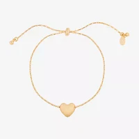 Bijoux Bar Gold Tone Link Heart Bolo Bracelet