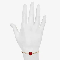 Bijoux Bar Gold Tone Glass Link Heart Bolo Bracelet