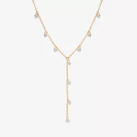 Bijoux Bar Delicates Delicates Gold Tone Cubic Zirconia 16 Inch Link Y Necklace