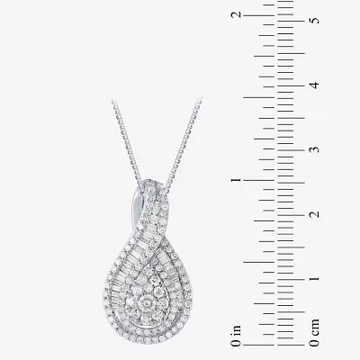 Diamond Blossom Womens 1 CT. T.W. Natural White Diamond 10K White Gold Pear Pendant Necklace