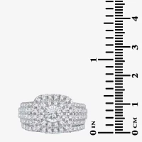 2 CT.T.W. Natural Diamond Cushion Shape Side Stone Halo Bridal Set 10K or 14K White Gold