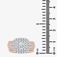 Womens CT. T.W. Natural White Diamond 10K Rose Gold Cushion Halo Bridal Set