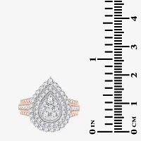 Womens 1/2 CT. T.W. Natural White Diamond 10K Rose Gold Pear Halo Engagement Ring