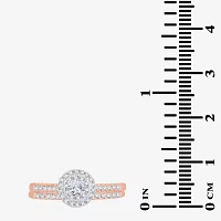 Round 1/2 CT.T.W. Natural Diamond Side Stone Halo Bridal Set 10K or 14K Gold