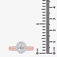 Signature By Modern Bride 1 CT.T.W. (H-I / SI1-SI2) Lab-Grown Diamond Oval Halo Bridal Set 10K or 14K Gold