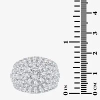 (H-I / Si1) Womens 4 CT. T.W. Lab Grown White Diamond 10K Gold Round Side Stone Halo Engagement Ring