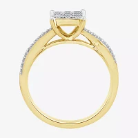 Womens 1/2 CT. T.W. Natural White Diamond 10K Gold Bypass  Engagement Ring