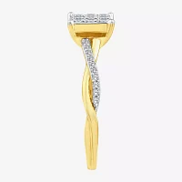 Womens 1/2 CT. T.W. Natural White Diamond 10K Gold Bypass  Engagement Ring
