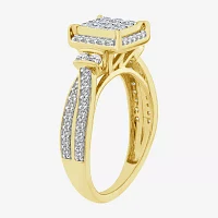 Womens Natural White Diamond 10K Gold Halo Engagement Ring