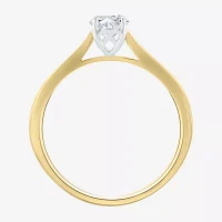 (I-J / I1) Womens 1/2 CT. Lab Grown White Diamond 10K Two Tone Gold Round Solitaire Engagement Ring