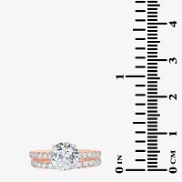 (H-I / SI1-SI2) Signature By Modern Bride Womens 3 CT. T.W. Lab Grown White Diamond 14K Gold Round Bridal Set