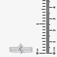 (H-I / SI1-SI2) Signature By Modern Bride Womens 2 CT. T.W. Lab Grown White Diamond 14K Gold  Pear Bridal Set