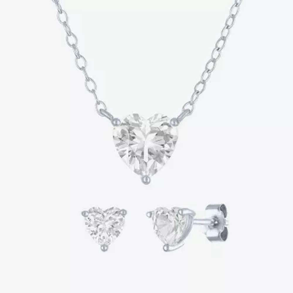 Yes, Please! Lab Created White Sapphire Sterling Silver Heart 2-pc. Jewelry Set