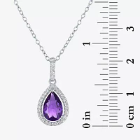 Yes Please! Womens Lab Created Purple Amethyst Sterling Silver Pear Pendant Necklace