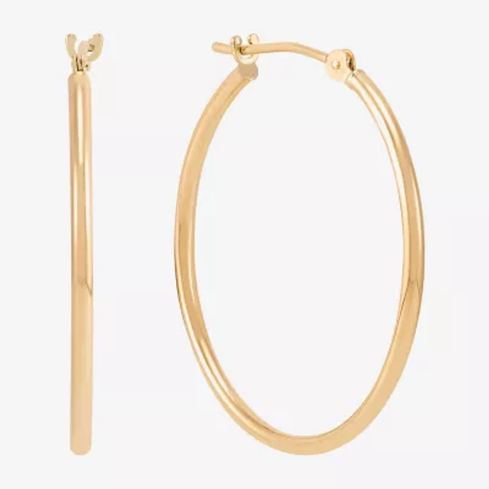 14K Gold 28mm Round Hoop Earrings