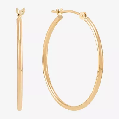14K Gold 28mm Round Hoop Earrings