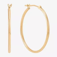 14K Gold 28mm Round Hoop Earrings