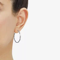 14K White Gold 30mm Oval Hoop Earrings