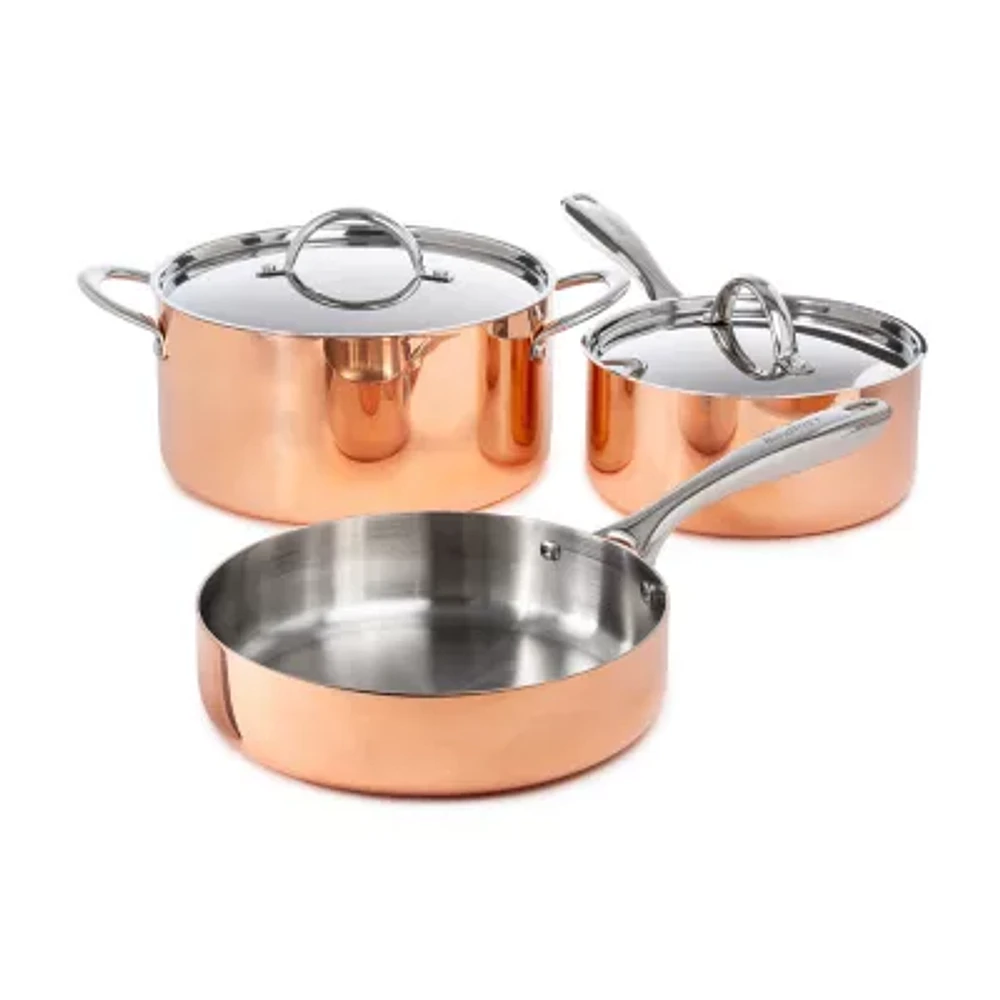 BergHOFF Vintage Tri-Ply Stainless Steel Copper Polished 5-pc. Cookware Set