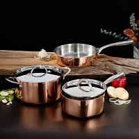 BergHOFF Vintage Tri-Ply Stainless Steel Copper Polished 5-pc. Cookware Set