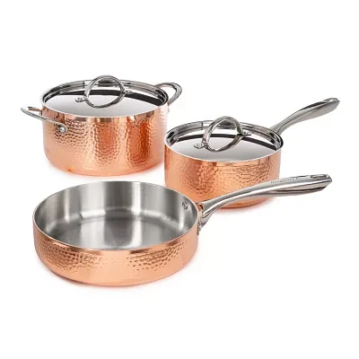 BergHOFF Vintage Tri-Ply Stainless Steel Copper Hammered 5-pc. Cookware Set