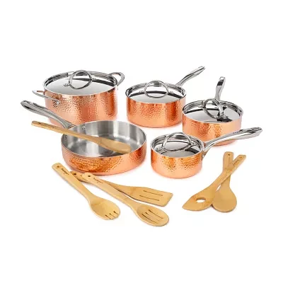 BergHOFF Vintage Tri-Ply Stainless Steel Copper Hammered 15-pc. Cookware Set