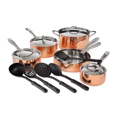 BergHOFF Vintage Tri-Ply Stainless Steel Copper Polished 15-pc. Cookware Set