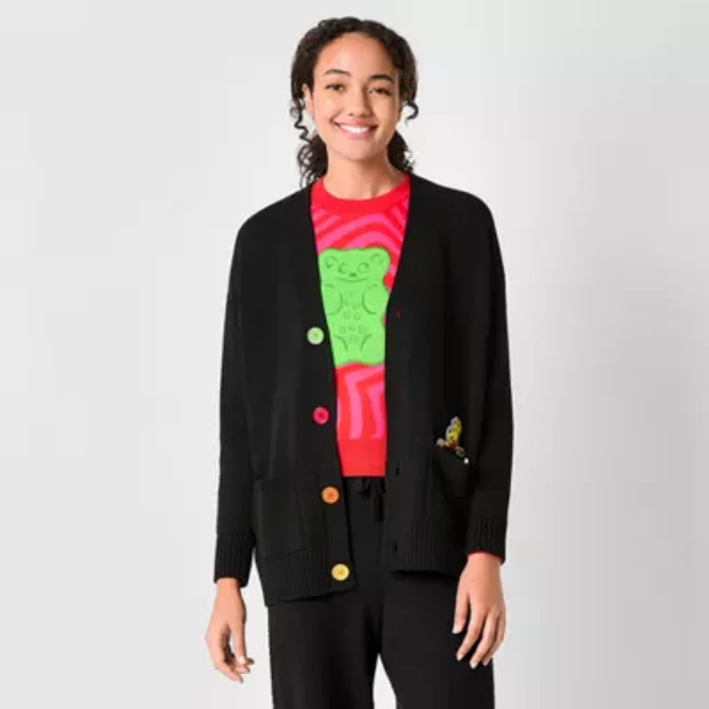 JCPenney x HARIBO Womens Juniors V Neck Long Sleeve Cardigan