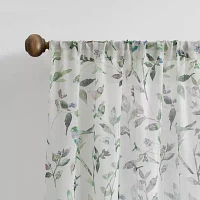 Martha Stewart Kensington Garden Print Rod Pocket Light-Filtering Set of 2 Curtain Panels