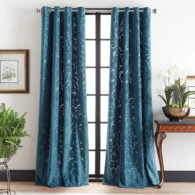 Martha Stewart Sherwood Velvet Light-Filtering Grommet Top Set of 2 Curtain Panel