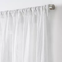 Martha Stewart Crinkle Rod Pocket Sheer Set of 2 Curtain Panels