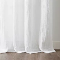 Martha Stewart Crinkle Rod Pocket Sheer Set of 2 Curtain Panels