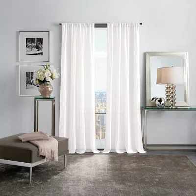 Martha Stewart Crinkle Rod Pocket Sheer Set of 2 Curtain Panels