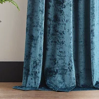 Martha Stewart Wave Embossed Velvet Blackout Rod Pocket Set of 2 Curtain Panel