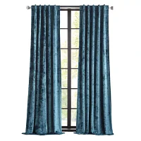 Martha Stewart Wave Embossed Velvet Blackout Rod Pocket Set of 2 Curtain Panel