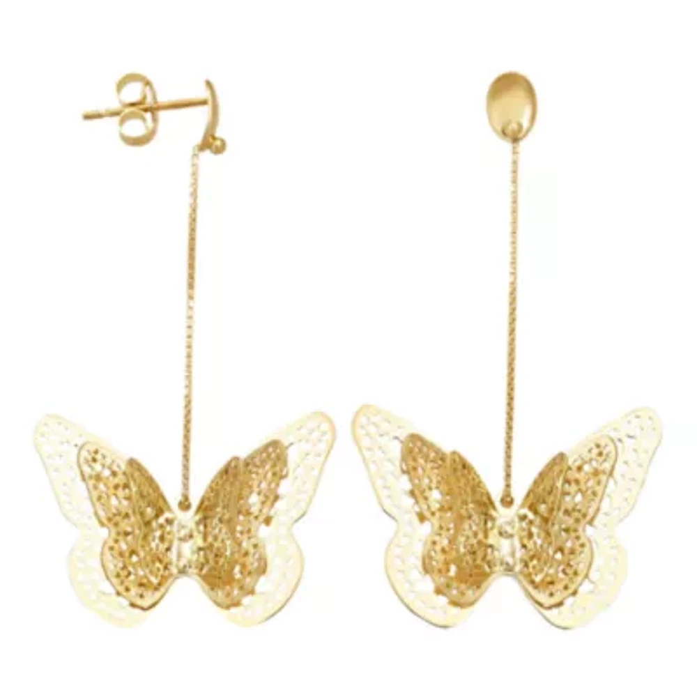 Butterfly Drop Earrings 10K Gold