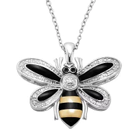 1/10 CT.T.W. Natural Diamond Bee Pendant Necklace