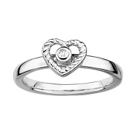 Personally Stackable Diamond-Accent Heart Stackable Ring