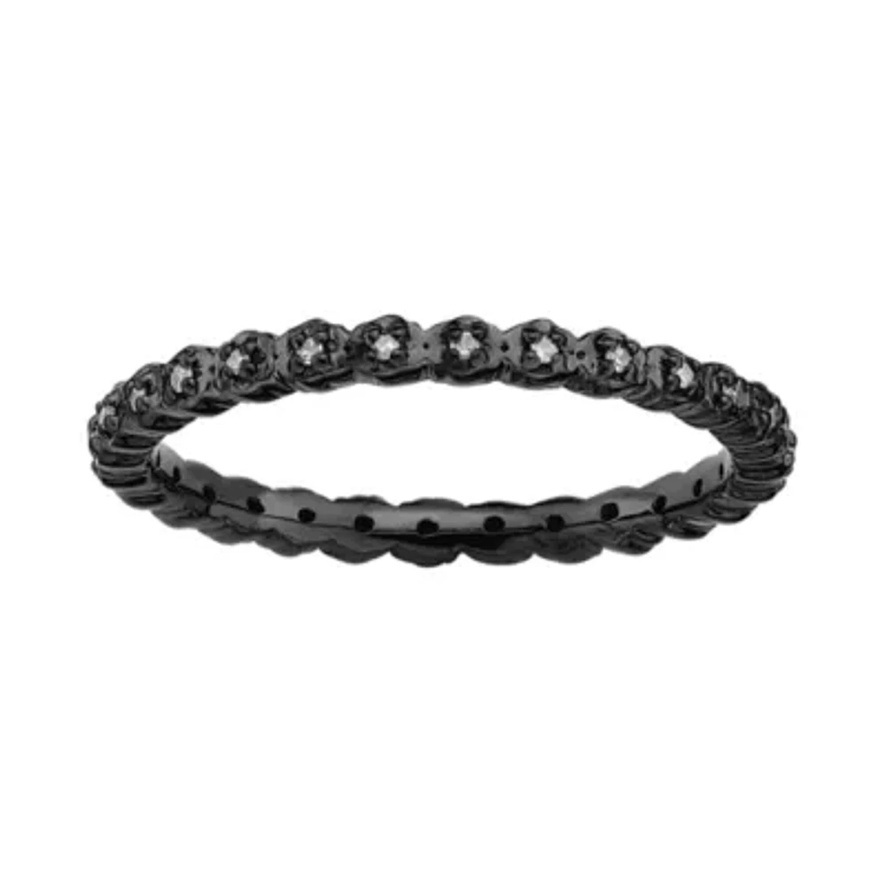 Personally Stackable Diamond-Accent Black Ring