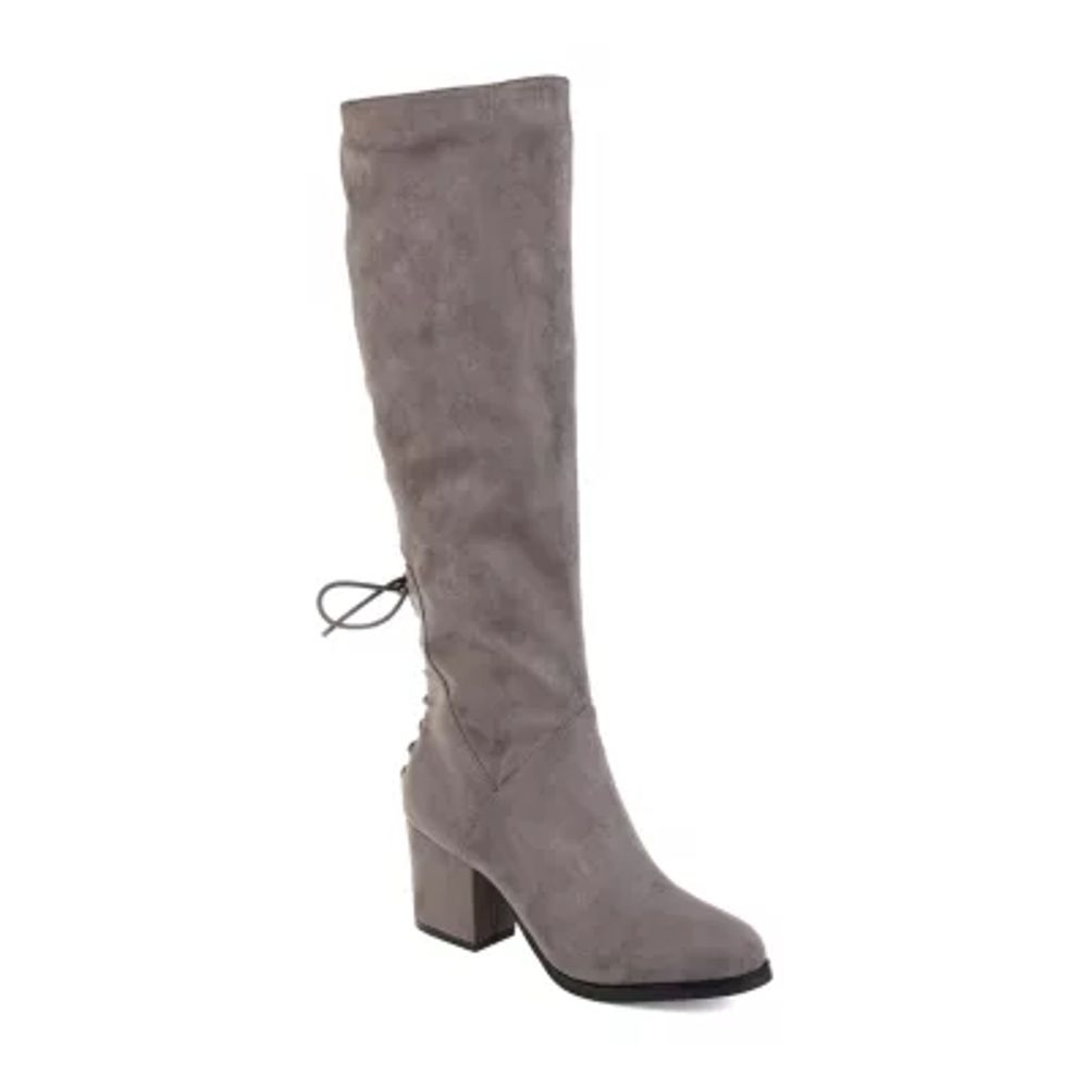Journee Collection Womens Leeda Wide Calf Riding Boots Block Heel Zip
