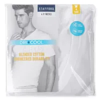 Stafford Dry + Cool Mens 4 Pack Short Sleeve V Neck Moisture Wicking T-Shirt Tall